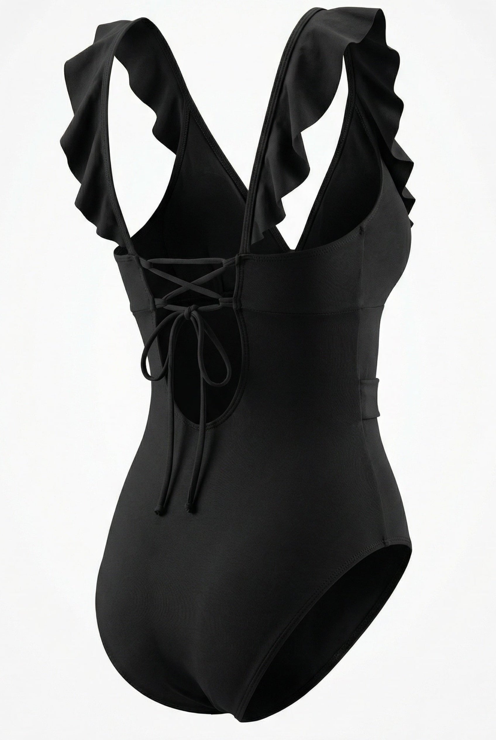 Svart Sonja badedrakt fra fjordvibes - DoUdare flytende ghost-modell av badedrakten bakenfra