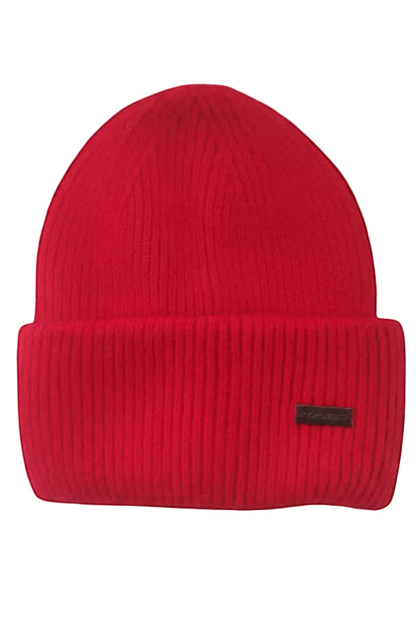 rød lue til isbading i angora ull for de kalde dagene