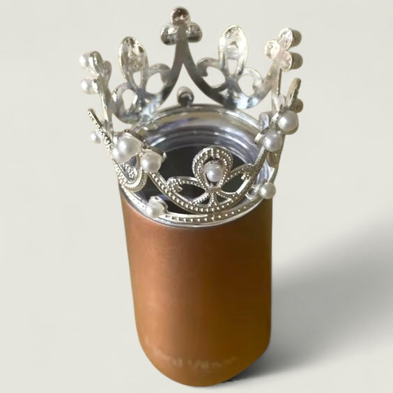 Fjord vibes prosecco vin termokopp i rosegull farge med pyntekrone i sølv