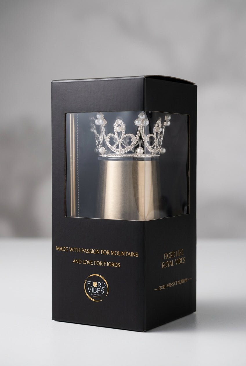 Prosecco glass i rustfritt stål med lokk - Isolert vingglass til båt og camping - Matte gold